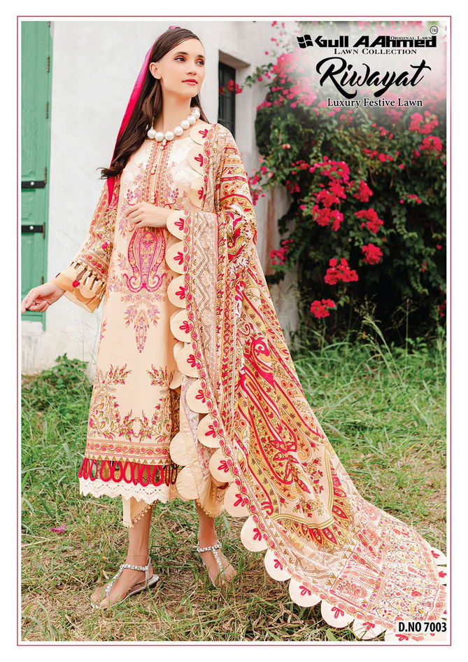 Riwayat Vol 7 By Gull A Ahmed Lawn Cotton Pakistani Dress Material Suppliers In India
